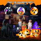 Witchwood™ 9FT Halloween Inflatable Black Cat with Pumpkin,Halloween Yard Decoration with 8 LED Lights,Blow Up Outdoor Lawn Decor