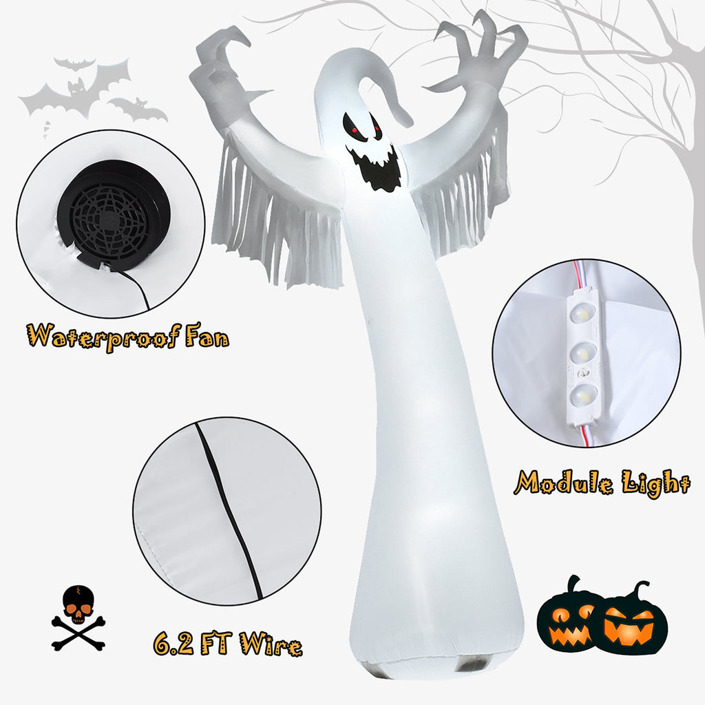Witchwood™ Costway 12ft Inflatable Halloween Blow Up Ghost Decoration w/ Built-in LED Light