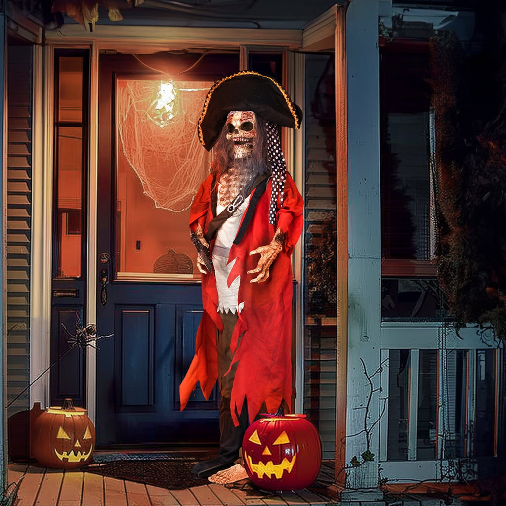 Witchwood™ 6.3FT Halloween Animatronic Pirate Standing Pirate The Sound Activated Halloween Prop