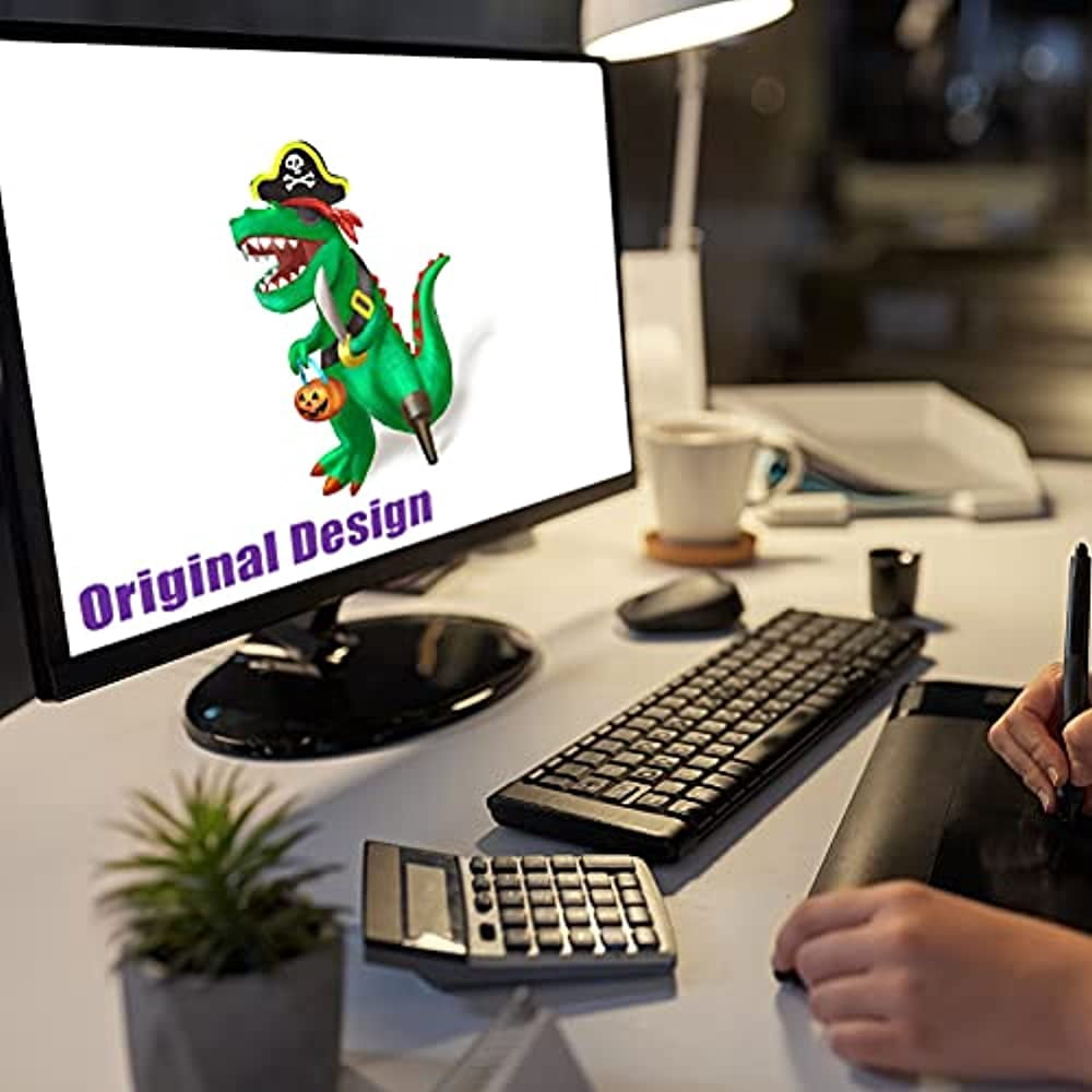 Witchwood™ 7FT Outdoor Halloween Decorations Halloween Dinosaur Inflatable, Halloween Inflatables Blow up Dinosaur, Green Pirate Dino Halloween Decorations Dinosaur Halloween Inflatable for Holiday/Party