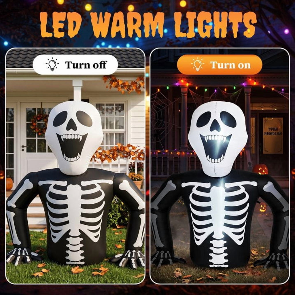 Witchwood™ 6' Halloween Inflatables Skeleton Outdoor Halloween Decoration Emerging Skeleton,Built-In LED