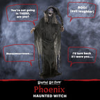 Witchwood™ 5.75 ft Animatronic Witch Indoor/Covered Outdoor Halloween Decoration, HHWITCH-20FLSA