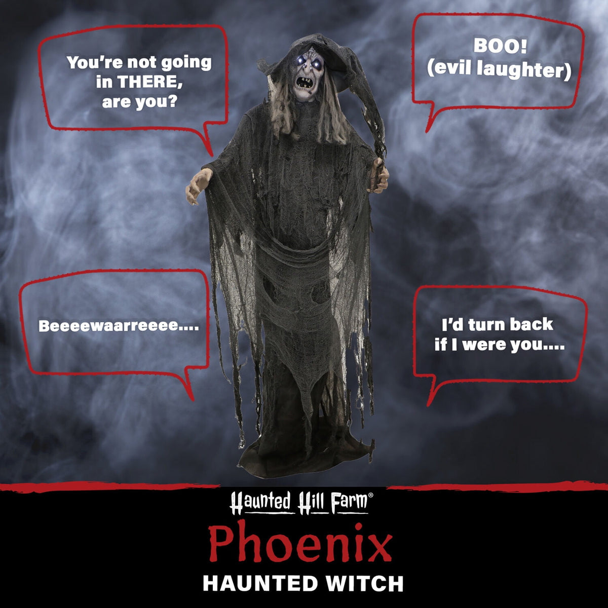 Witchwood™ 5.75 ft Animatronic Witch Indoor/Covered Outdoor Halloween Decoration, HHWITCH-20FLSA