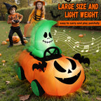 Witchwood™ (2 pack) 2.6ft Halloween Inflatable with Music and Lights,Remote Control Pumpkin Ghost Car,Blow ups Rc Car,Indoor Outdoor,Orange Green
