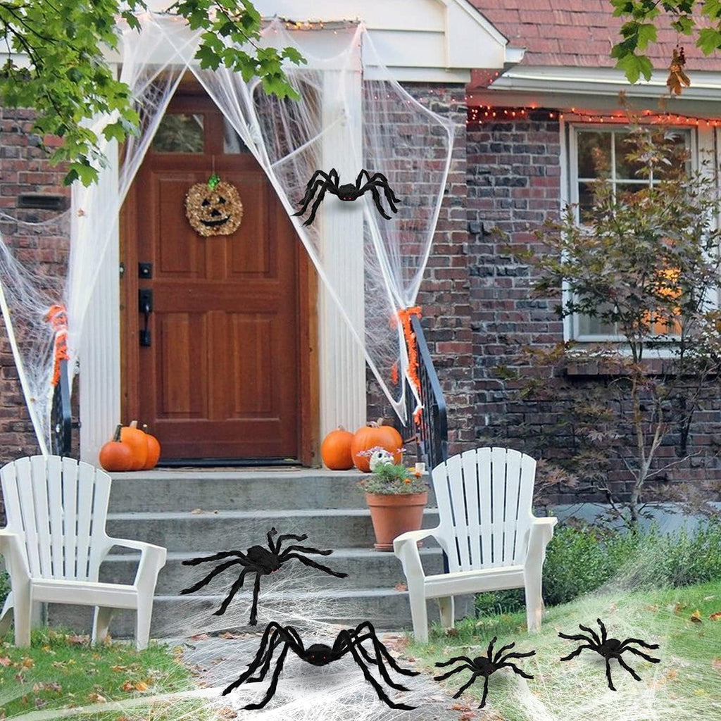 Witchwood™ 5 Pack Giant Spider Halloween Decorations,Scary Spider Halloween Decorations Outdoor Party Decorations Props Halloween Yard Decorations,Black