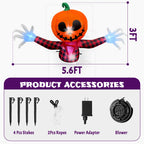 Witchwood™ 5 FT Halloween Inflatable Pumpkin Ghost ? Outdoor LED Blow-Up Decoration with Giant Arms, Light-Up Eyes, Waterproof Yard Decor for Lawn and Garden