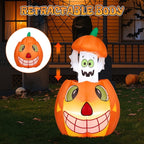 Witchwood™ 2.8FT Halloween Inflatable Animated Pumpkin Ghost, 2 White LED Lights, Weather-Resistant Polyester, for Small Spaces/Accent Decor