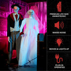 Witchwood™ Undead Bride & Groom Halloween Animatronics with Glowing Eyes, 6-Ft