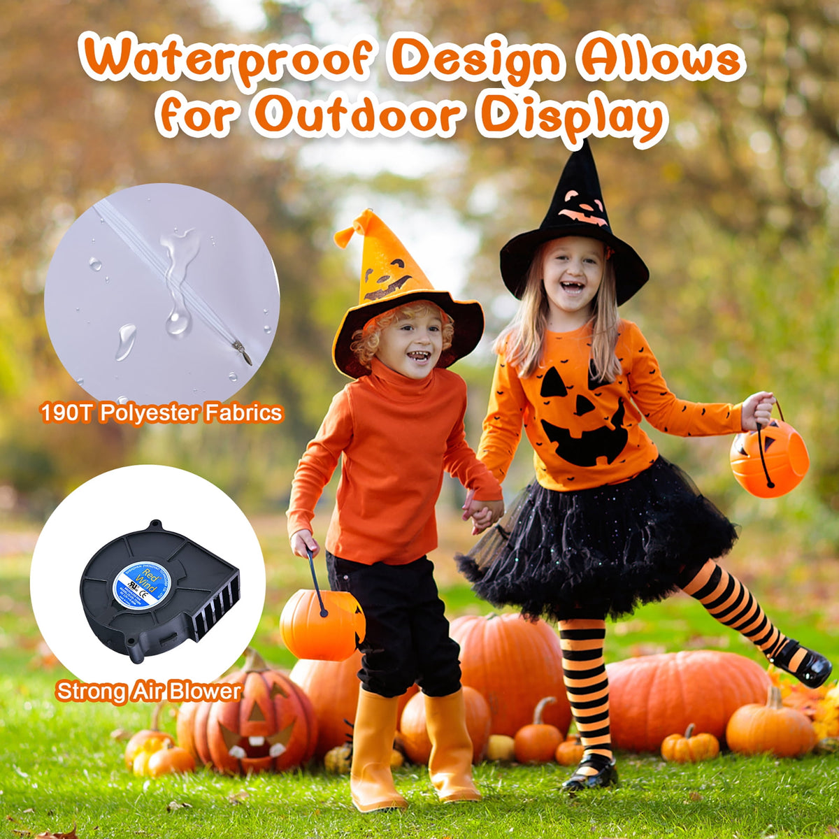 Witchwood™ Costway 2 Pack 3 FT Halloween Inflatable Eyeballs w/ Air Blower & Red LED Lights