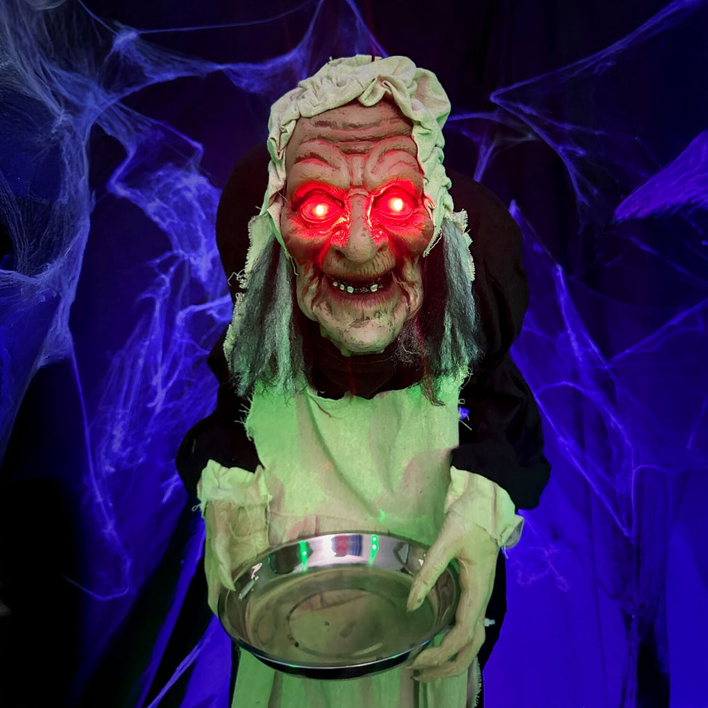 Witchwood™ 5 ft Life-Size Animatronic Indoor/Covered Outdoor Zombie Maid Halloween Decoration, HHLADY-4FLSA