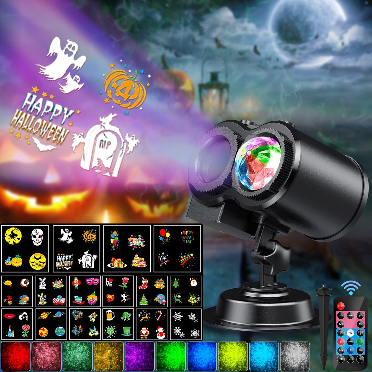 Witchwood™ Outdoor HD projector light, remote control 16 switchable modes, Christmas Halloween celebrations, birthdays, weddings and parties, waterproof light show