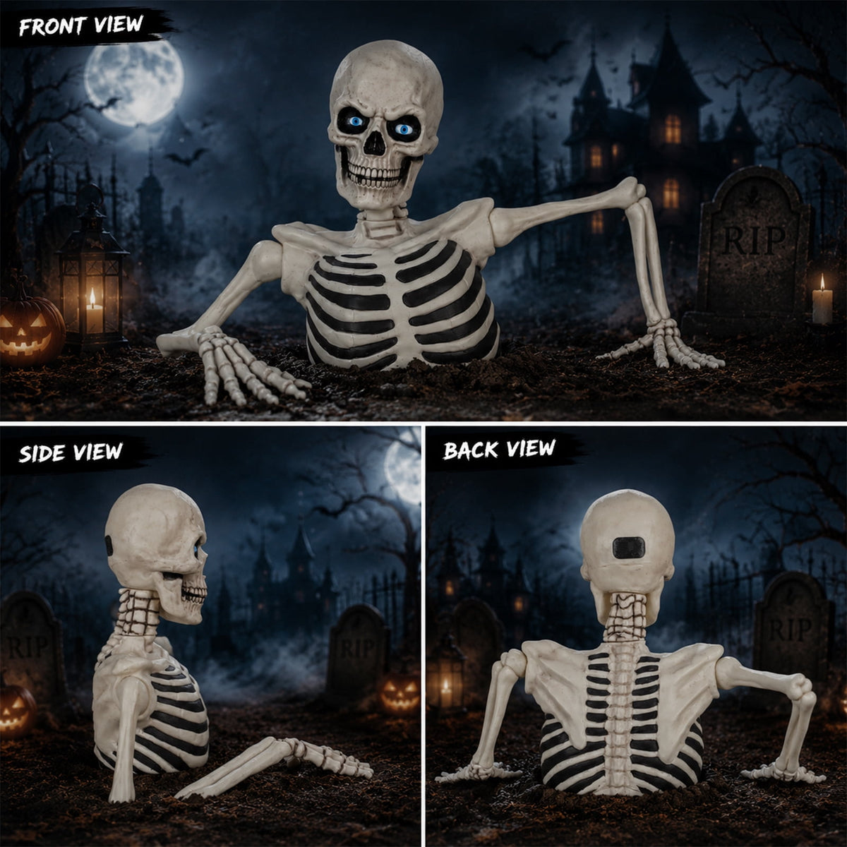 Witchwood™ Clearance Halloween Decorations Skeletons, Giant Ground Breaking Skeleton with LCD Eyes, Spooky Haunted Home Halloween Decorations Outdoor for Yard, Patio & Front Porch
