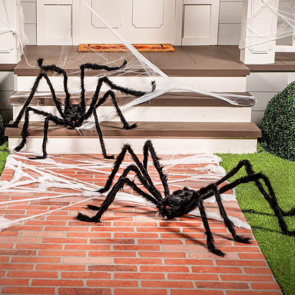 Witchwood™ 3 Pack 5 FT Giant Spider Halloween Decorations,Scary Spider Halloween Decorations Outdoor Party Decorations Props Halloween Yard Decorations,Black