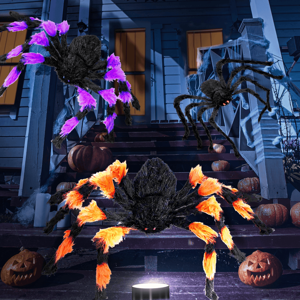 Witchwood™ JoyX Giant Halloween Spider Web Decoration Set, 23 ft Huge Web with 50" Large Spider, LED Light, and Glow in The Dark Spiders for Outdoor Yard Decor
