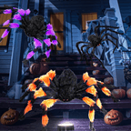 Witchwood™ JoyX Giant Halloween Spider Web Decoration Set, 23 ft Huge Web with 50" Large Spider, LED Light, and Glow in The Dark Spiders for Outdoor Yard Decor