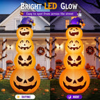 Witchwood™ 8 ft Halloween Pumpkin Stack Inflatable Decoration with Witch Hat, Lighted Blow up Yard Decor for Outdoor Lawn Garden