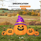 Witchwood™ SPECSTAR 6ft Long Halloween Inflatable LED Lighted Pumpkin Family Blow up Outdoor Lawn Yard Decoration