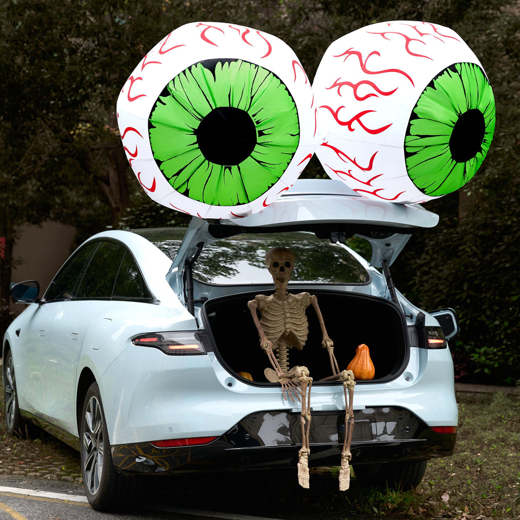 Witchwood™ 2 Pack Halloween Inflatable Eyes Decoration with Build-in LEDs,3 ft Blow Ups Green Eyes for Yard,Halloween Decor Outdoor with LEDs Party Supplies Blow up Decoration