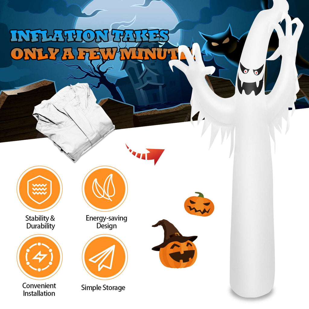 Witchwood™ Gymax 12ft Inflatable Halloween Ghost Blow Up Decoration w/ Built-in Flame Light