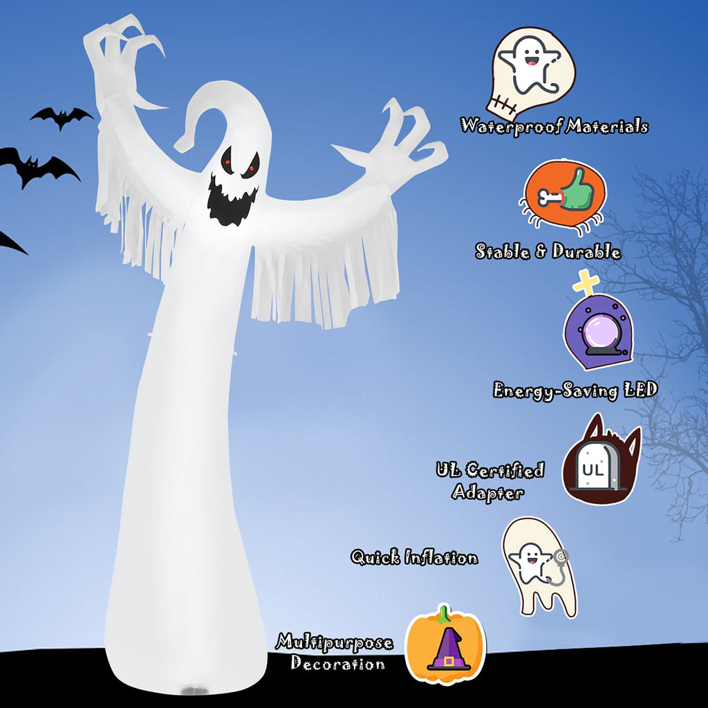 Witchwood™ Costway 12ft Inflatable Halloween Blow Up Ghost Decoration w/ Built-in LED Light
