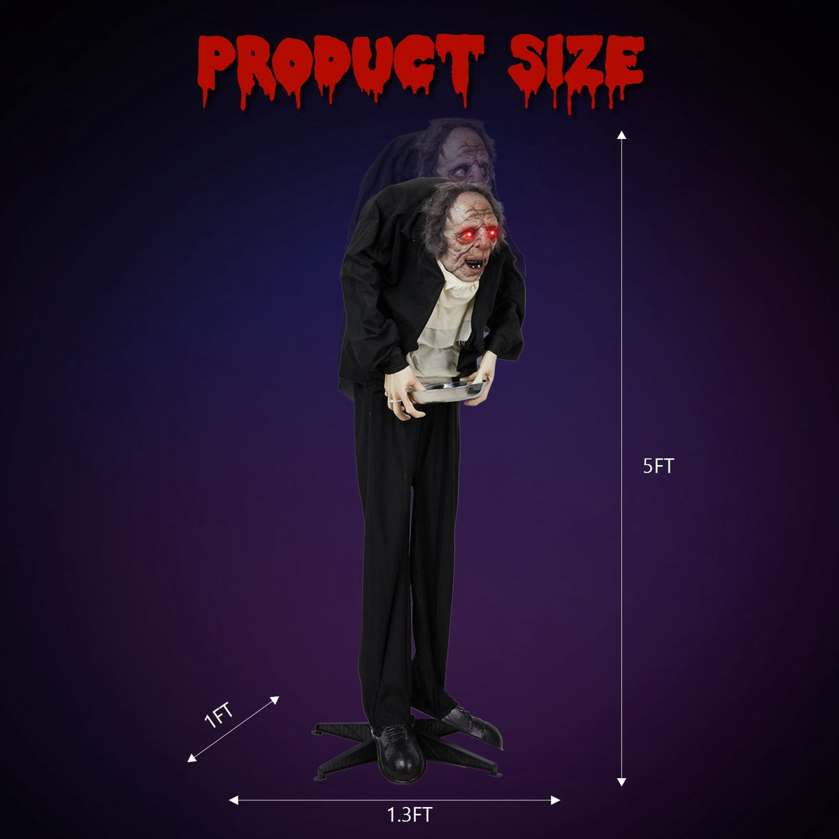 Witchwood™ 5FT Halloween Animatronic Grandpa w/ Candy Dish The Sound Activated Standing Halloween Prop