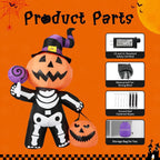 Witchwood™ Halloween Inflatables 6 FT Halloween Pumpkin Inflatable with Skull Body, Scary Blow Up Halloween Pumpkin Decoration with LED Lights, Outdoor Halloween Decorations Clearance for Holiday Party