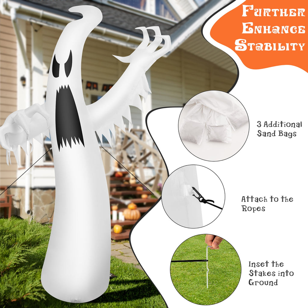 Witchwood™ Costway 12ft Halloween Inflatable Ghost Quick Blow up w/LED Lights Outdoor Yard Scary Decoration