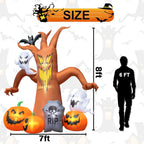 Witchwood™ Coolmade 8ft Halloween Inflatables Decorations Inflatable Dead Tree Outdoor Decorations with LED Lights Built-in Blow Up Yard Decoration Pumpkin Ghost for Halloween Outdoor