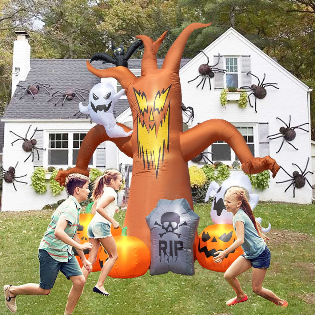 Witchwood™ Coolmade 8ft Halloween Inflatables Decorations Inflatable Dead Tree Outdoor Decorations with LED Lights Built-in Blow Up Yard Decoration Pumpkin Ghost for Halloween Outdoor