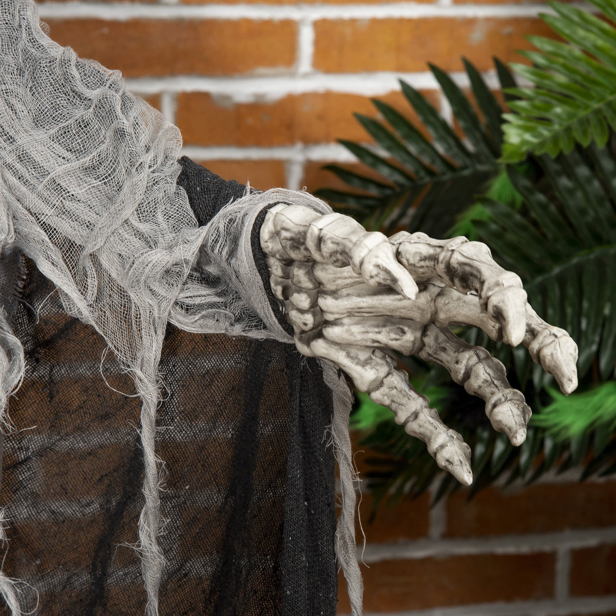 Witchwood™ Outsunny 74" Life Size Outdoor Halloween Decorations Skeleton Witch, Animated Prop Animatronic Decor with Sound and Motion Activated, Light Up Eyes and Chest, Howling and Chain Sound