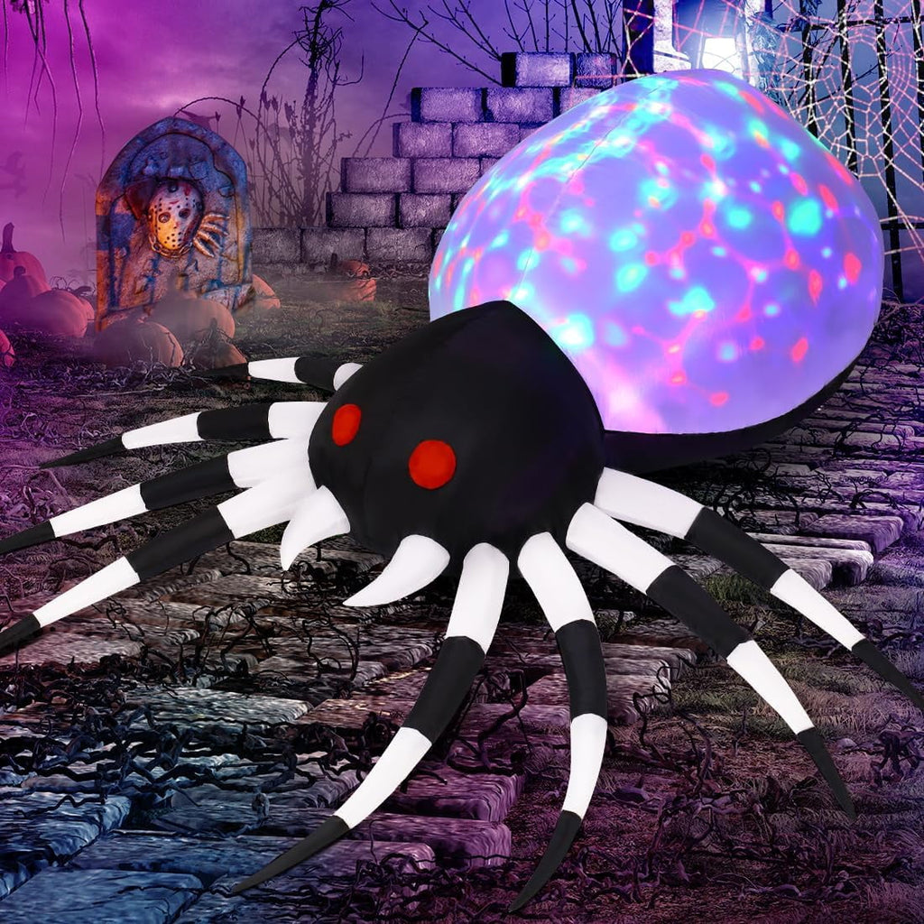 Witchwood™ Halloween Inflatable 6 FT Spider Inflatables Outdoor Decorations with Magic Light, Scary Inflatable Halloween Spider Blow Up Spider, Halloween Blow Up Decorations Outside Clearance for Holiday