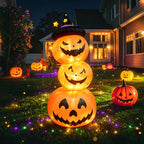 Witchwood™ Faburo 6FT Halloween Inflatable Pumpkin Stack with LED Lights, 3 Jack O Lantern Blow Up Outdoor Halloween Decorations for Yard Lawn Garden Porch