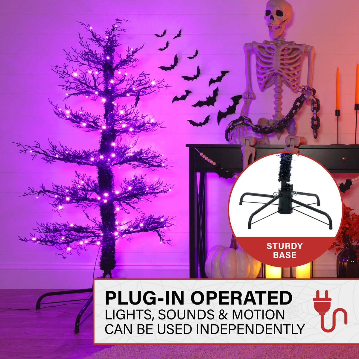 Witchwood™ 5 ft Dancing Halloween Tree Animatronic, Halloween Decor, HH050DANCETR-PUR