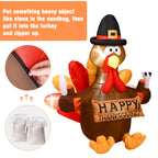 Witchwood™ Thanksgiving Inflatable Turkey 5FT Blow up Outdoor Thanksgiving Inflatables Decoration with LED Lights for Holiday Party Yard Garden