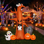 Witchwood™ Coolmade 8 ft Halloween Inflatable Outdoor Dead Tree with Ghosts Pumpkins Tombstone Bat, Halloween Blow Up Yard Decorations Clearance with Build-in LED Lights for Holiday Party Lawn Yard Garden