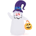 Witchwood™ Costway 6 Ft Halloween Inflatables Cute Ghost with Jack-O-Lantern & Witch Hat
