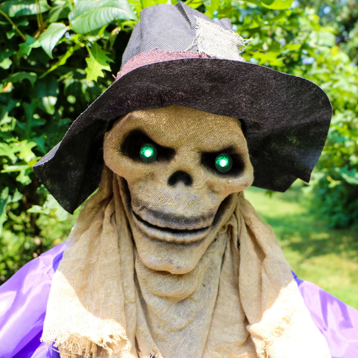 Witchwood™ 6 ft Standing Halloween Scarecrow Yard Decoration with LED Green Eyes, HHSCR-5FLS