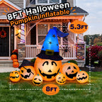 Witchwood™ 8.7ft Long Halloween Inflatable Pumpkin Decoration with Built-in LED Lights, Large Outdoor Blow-Up Yard Decor for Lawn, Garden, Porch, Haunted House and Halloween Party