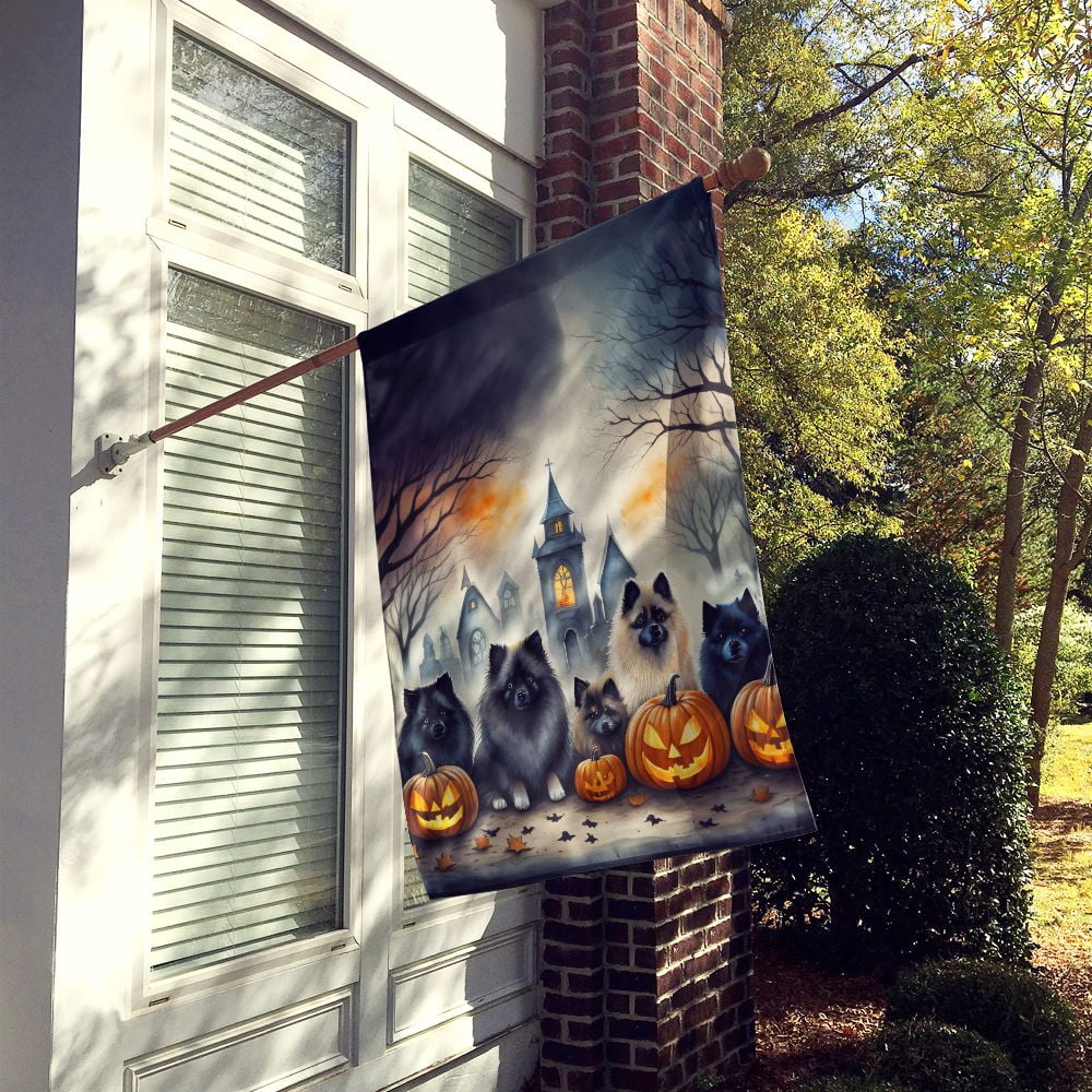 Witchwood™ Halloween Keeshond Dog House Flag 28x40IN Double-Sided Polyester Decorative Sleeve Pole Flag for Outdoor Home Garden