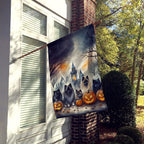 Witchwood™ Halloween Keeshond Dog House Flag 28x40IN Double-Sided Polyester Decorative Sleeve Pole Flag for Outdoor Home Garden