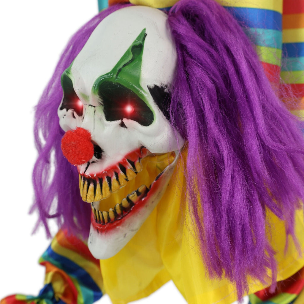 Witchwood™ 47 in Animatronic Hanging Upside Down Clown with Lights and Sound, Halloween Decoration, HHCLOWN-39HLSA