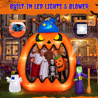 Witchwood™ 8.2ft Halloween Inflatable Pumpkins Photo Door with Ghost Witch Yard Party Outdoor Decorations with LED Lights