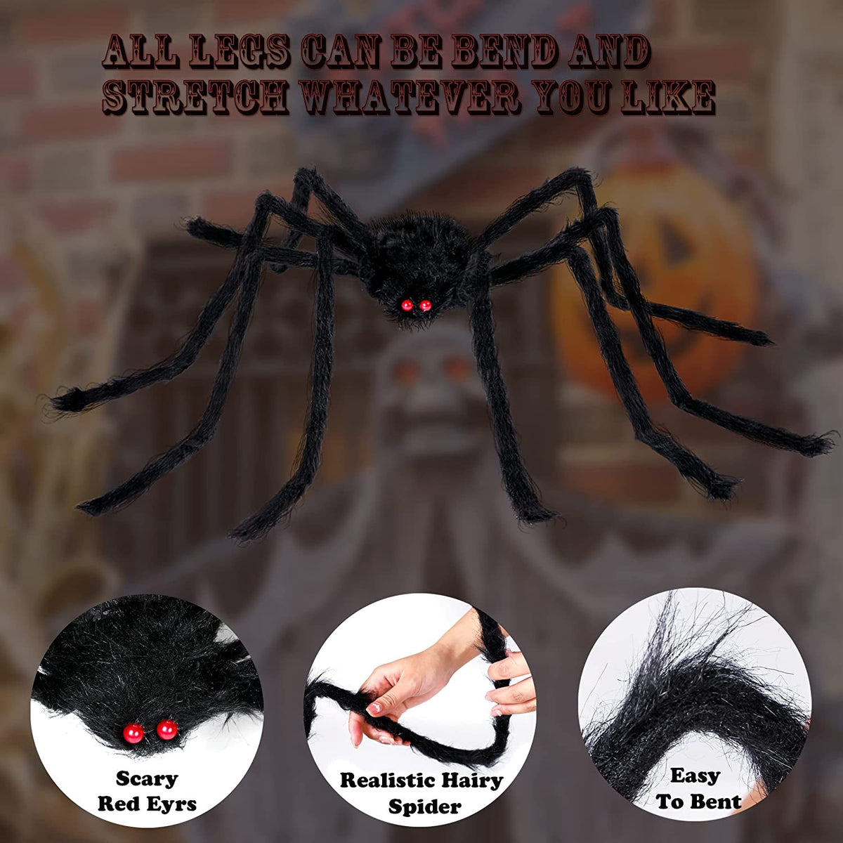 Witchwood™ Vafful Halloween Decoration Outdoor Yrad Spider Web 275'' and 59'' Giant Spider with 20 pcs Small Spider and 40g Stretch Cobwebs for Indoor Outdoor Yard Haunted House Party Halloween Decor