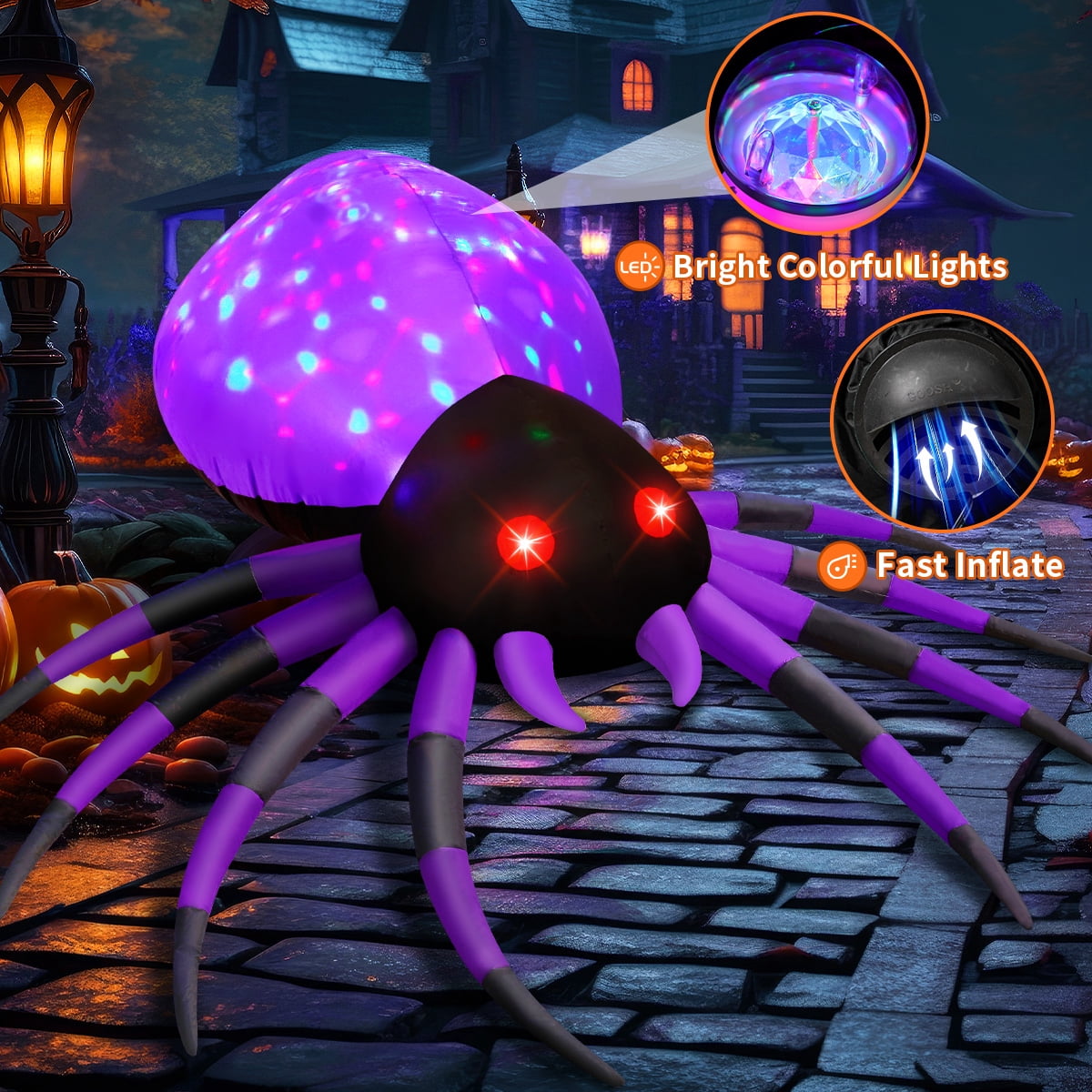 Witchwood™ Halloween Inflatable 5 FT Halloween Spider Inflatable, Inflatable Halloween Spider Halloween Blow Up Spider with LED Lights, Outdoor Halloween Decorations Clearance for Halloween/Holiday/Party