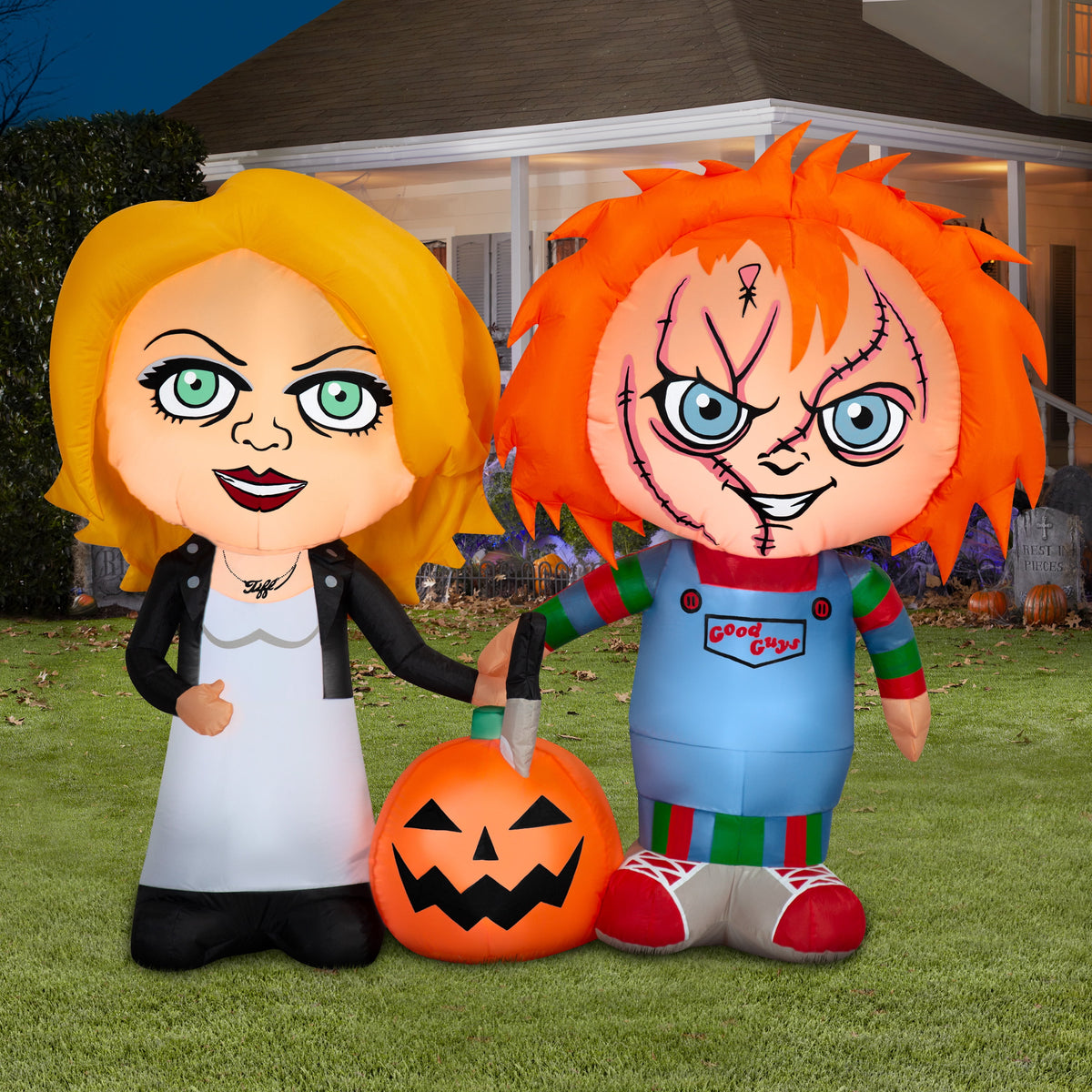 Witchwood™ Halloween Airblown Yard Inflatables Chucky and Bride & Pumkin 66.14 in x 19.29 in x 57.48 in 5.09 lb