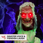 Witchwood™ 5 ft Life-Size Animatronic Indoor/Covered Outdoor Zombie Maid Halloween Decoration, HHLADY-4FLSA