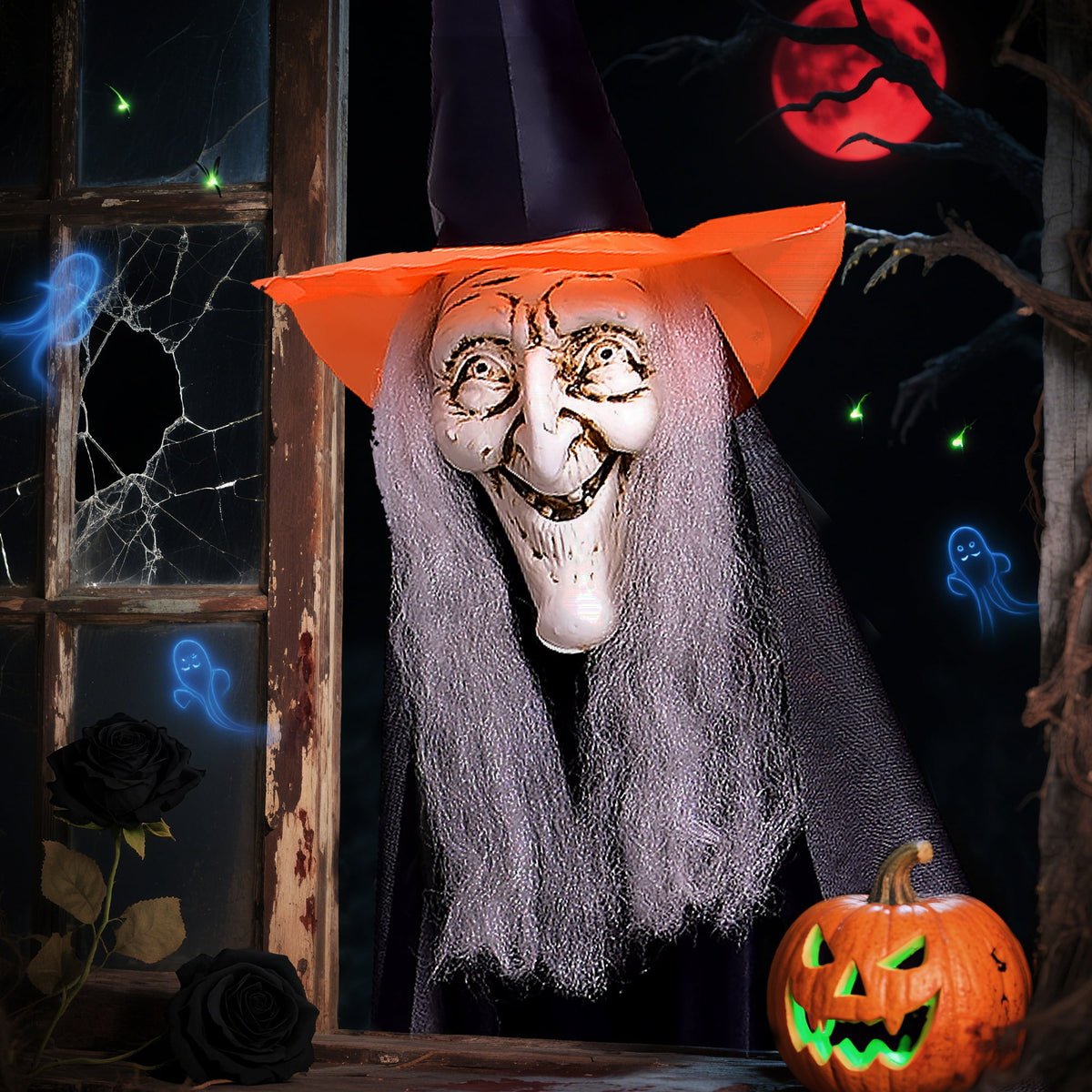 Witchwood™ Fun Little Toys 3 Pcs Halloween Witch Decorations, 43" Wicked Witches Decor, Scary Halloween Stakes for Outdoor Graveyard, Garden, Yard, Lawn, Walkway Party Supplies