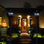 Witchwood™ 2-Pack Haunted House Solar Post Lights - Spooky Halloween Decoration with Eerie Glow, 40" Rust-Proof Stake, Auto On/Off for Outdoor Yard