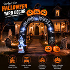 Witchwood™ 10FT Halloween Inflatable Arch for Outdoor Decor, LED Lighted Scary Archway with Ghost & Pumpkin, Blow Up Yard Decoration for Haunted Party Graveyard