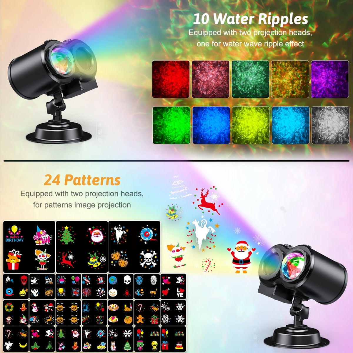Witchwood™ Outdoor HD projector light, remote control 16 switchable modes, Christmas Halloween celebrations, birthdays, weddings and parties, waterproof light show